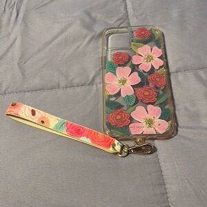 Rifle Paper Floral iPhone 13 plus case and wristlet